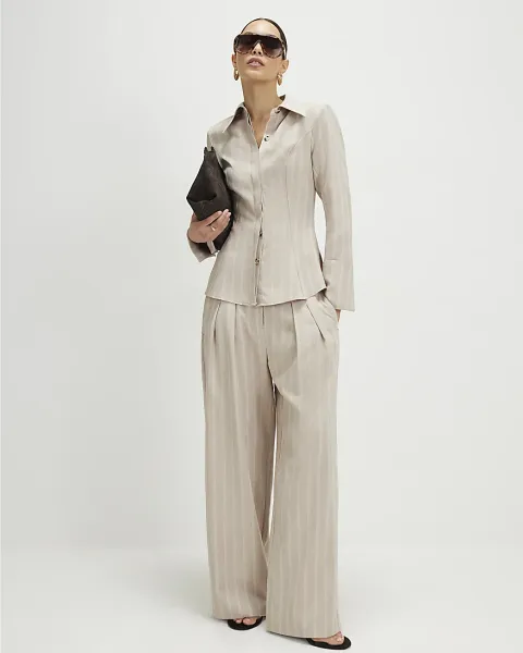 River Island Stripe Wide Leg Trousers