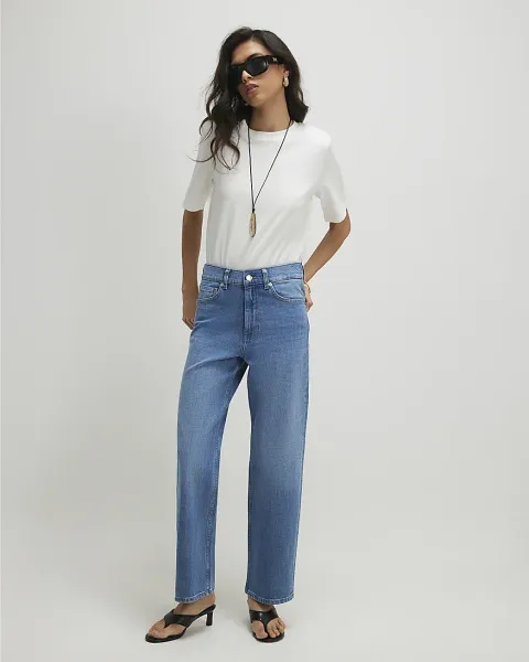 River Island Slim Straight Leg Cropped Jeans