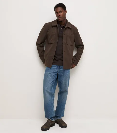 Men's Dark Brown Button Front Shacket