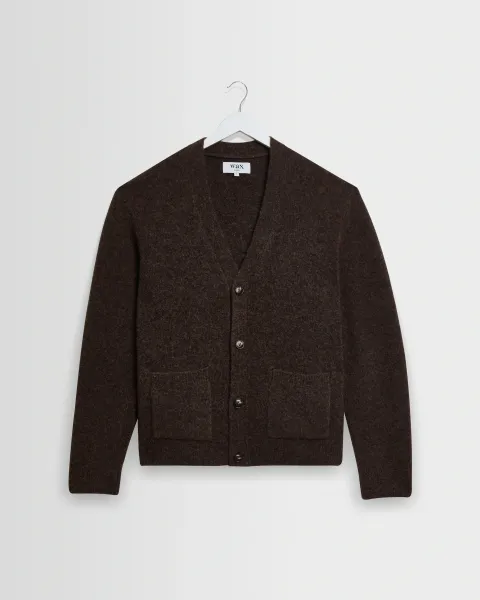 Wax London Walker - Chocolate Brown Fluffy Wool Knit Cardigan