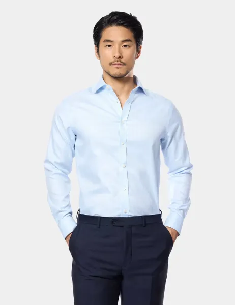 Hawes & Curtis Slim Fit Non-Iron Pure Cotton Checked Shirt Blue Mix