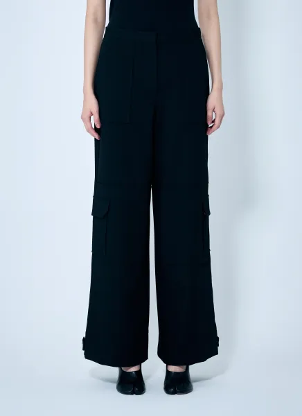 Solid Twill Suiting Cargo Pants
