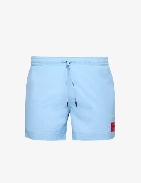HUGO Dominica Swim Shorts with Logo Label Blue