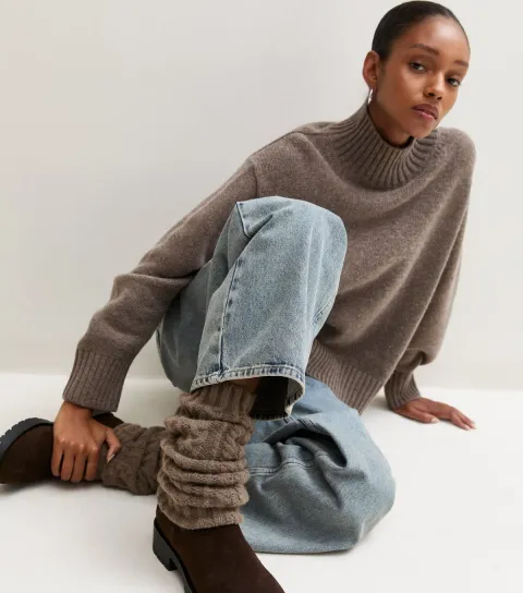 New Look Brown Cable Knit Legwarmers