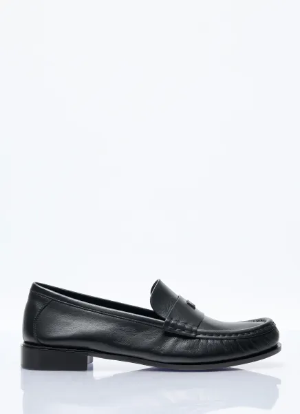 Logo Plaque Leather Loafers