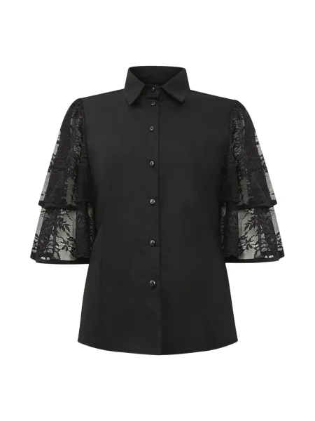Lace Frill Short Sleeve Shirt