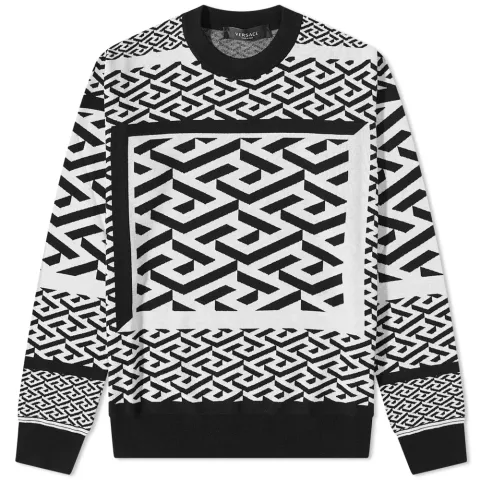 All Over Print Greca Crew Knit