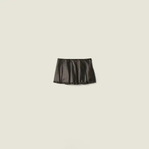 Pleated nappa leather skirt