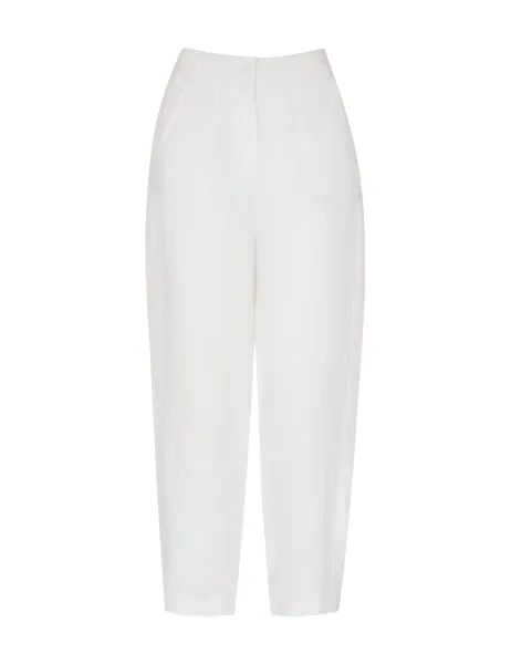 Whistles Pure Linen Tapered Ankle Grazer Trousers White