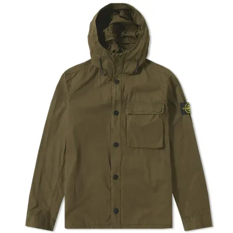 Tela Smerigliata Garment Dyed Hooded Overshirt