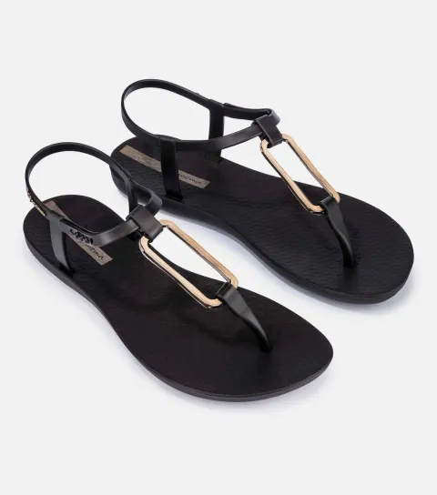 Women's Black Class Modern Flat Sandals