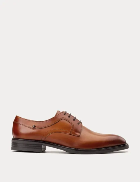 Base London Leather Derby Shoes Tan