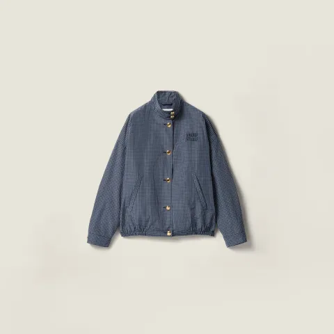 Checked technical fabric blouson jacket