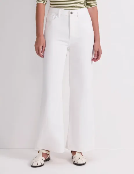 Sportscraft High Waisted Wide Leg Jeans White