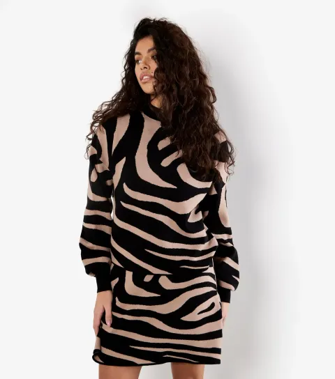 Women's Black Zebra Pattern Jumper