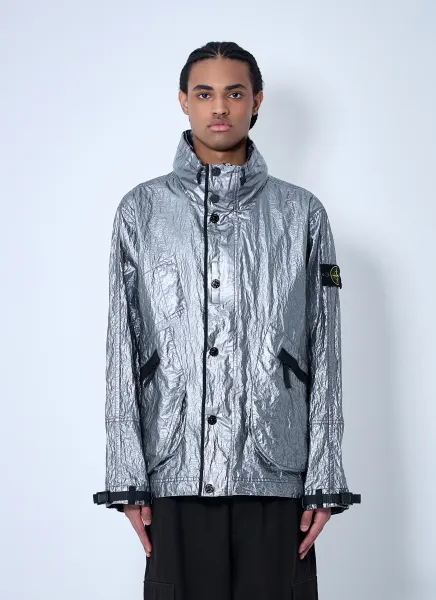 Metallic Jacket With Compass Patch