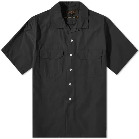Short Sleeve Open Collar Linen Shirt