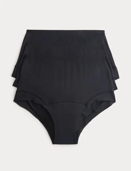 Marks & Spencer 3 Pack Heavy Absorbency flexifit modal Full Brief period knickers Black