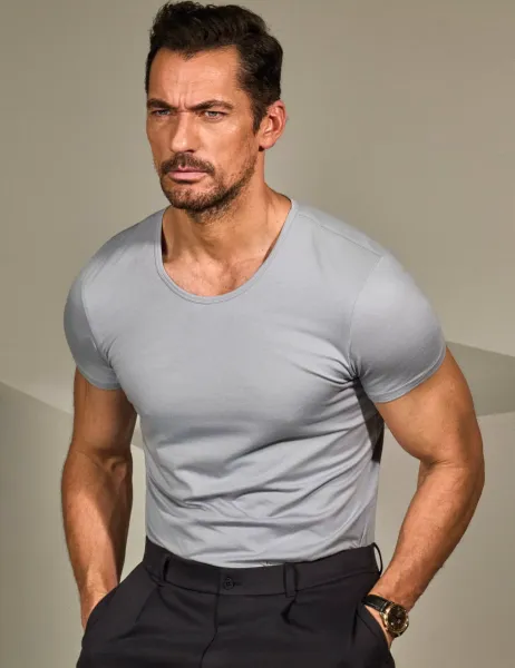 David Gandy Wellwear Ultimate Cotton Modal Scoop Neck T-Shirt Grey Marl