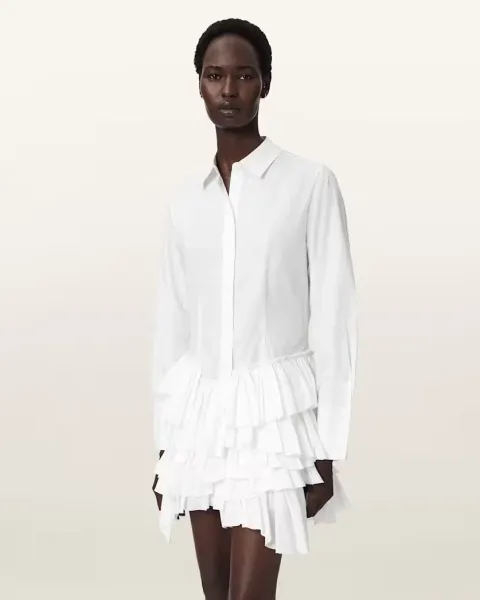 Kristi Ruffle Cotton Shirt Dress