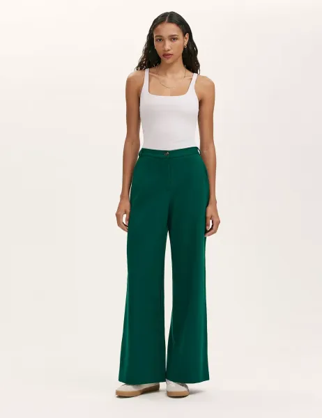 Jersey Wide Leg Trousers Green