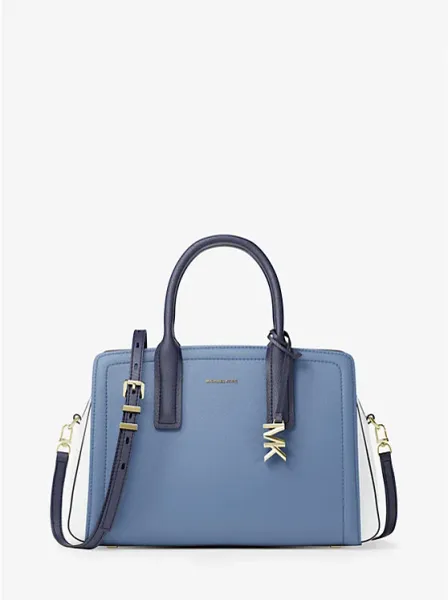 Michael Kors Laila Medium Color-Block Pebbled Leather Satchel