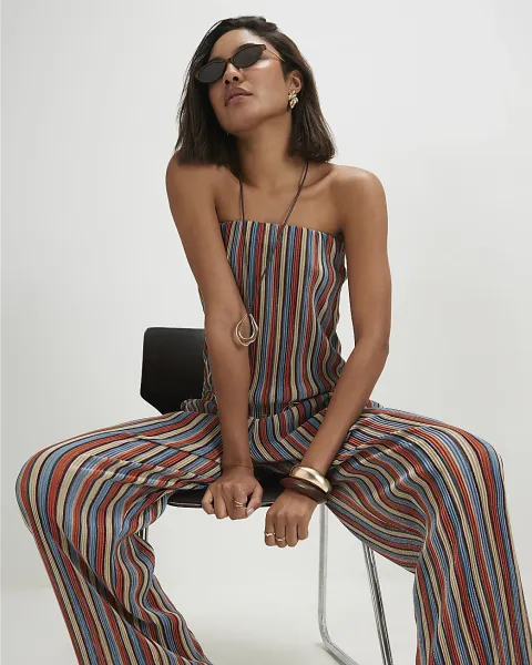 River Island Metallic Stripe Bandeau Top