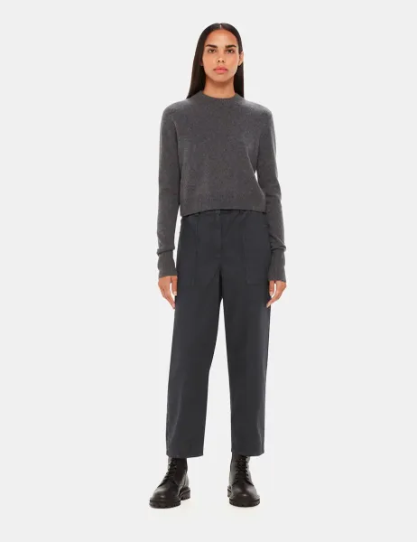 Whistles Tessa Cotton Rich Straight Leg Trousers Black