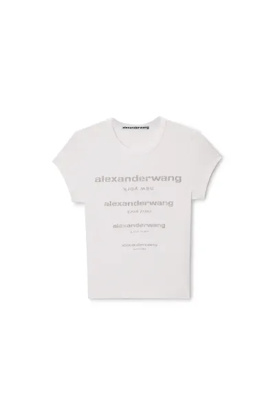 CRYSTAL HOTFIX GRADIENT LOGO FITTED TEE