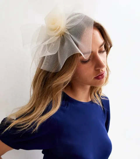 Cream Mesh Flower Fascinator
