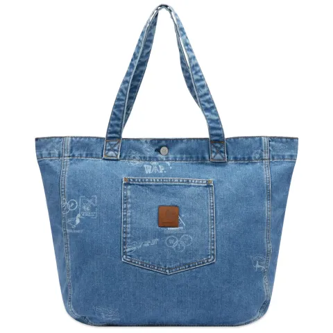 Denim Stamp Tote Bag