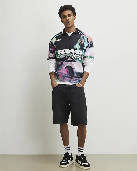 River Island Washed Regular Fit Denim Shorts