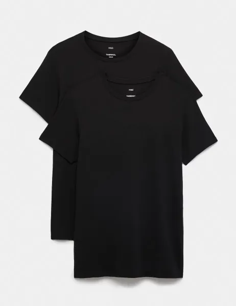 Marks & Spencer 2 Pack Heatgen Light Thermal Short Sleeve Tops Black