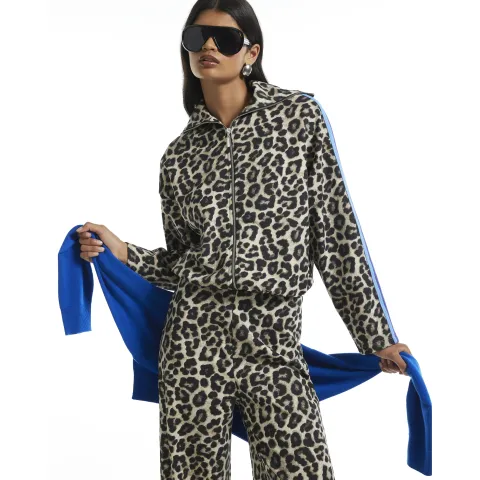 River Island Premium Leopard Tipped Track Jacket