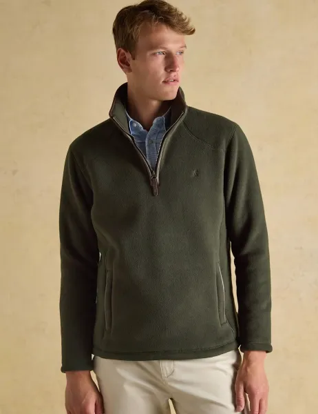 Joules Fleece Funnel Neck Half Zip Sweatshirt Dark Green