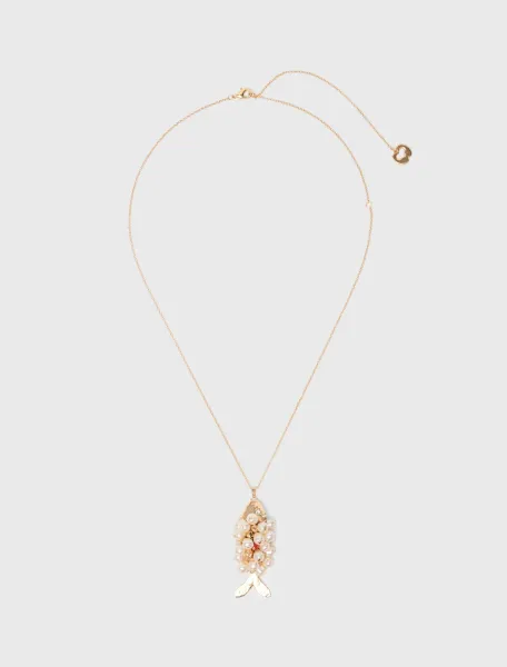 Long beaded fish necklace