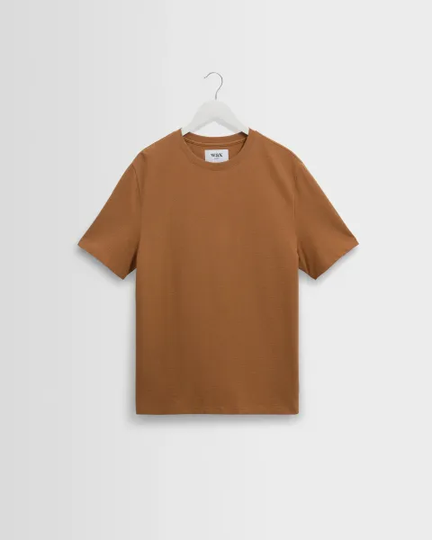 Dean - Tan Textured Organic Cotton t-Shirt