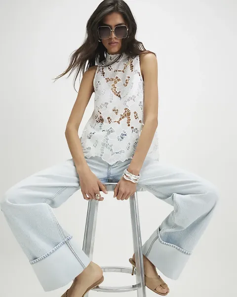 River Island Lace Sleeveless Top