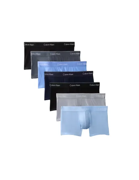 Calvin Klein 7 Pack Icon Cotton Stretch Trunks Blue Mix