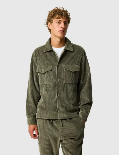 Rodd & Gunn Relaxed Fit Corduroy Textured Overshirt Dark Green