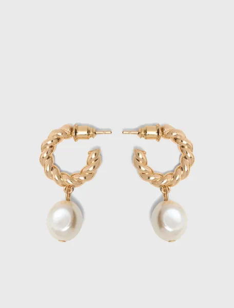 Twisted bead hoop earrings
