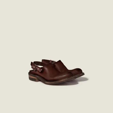 Foule leather mules