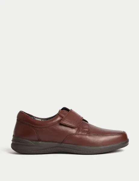 Marks & Spencer Wide Fit Leather Riptape Shoes Brown