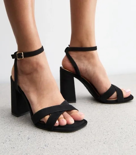 Women's Black Faux Suede Sandals Vegan
