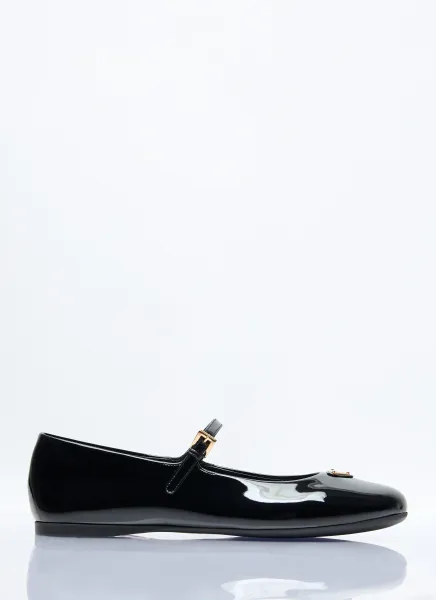 Logo Plaque Patent Ballerina Flats