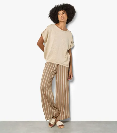 Women's Stone Striped Trousers