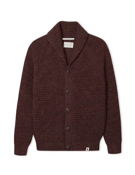 Peregrine Pure Wool Waffle Shawl Neck Cardigan
