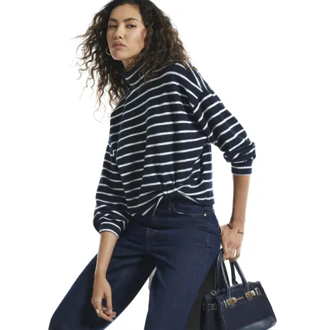 River Island Stripe Cosy Twist Front Long Sleeve Top