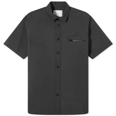 Matte Taffeta Zip Short Sleeve Shirt