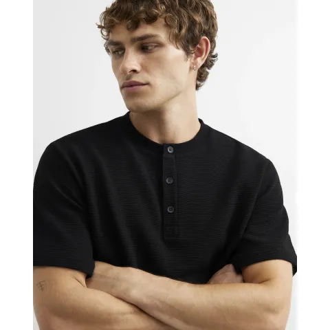 River Island Regular Fit Cotton Henley Neck T-Shirt